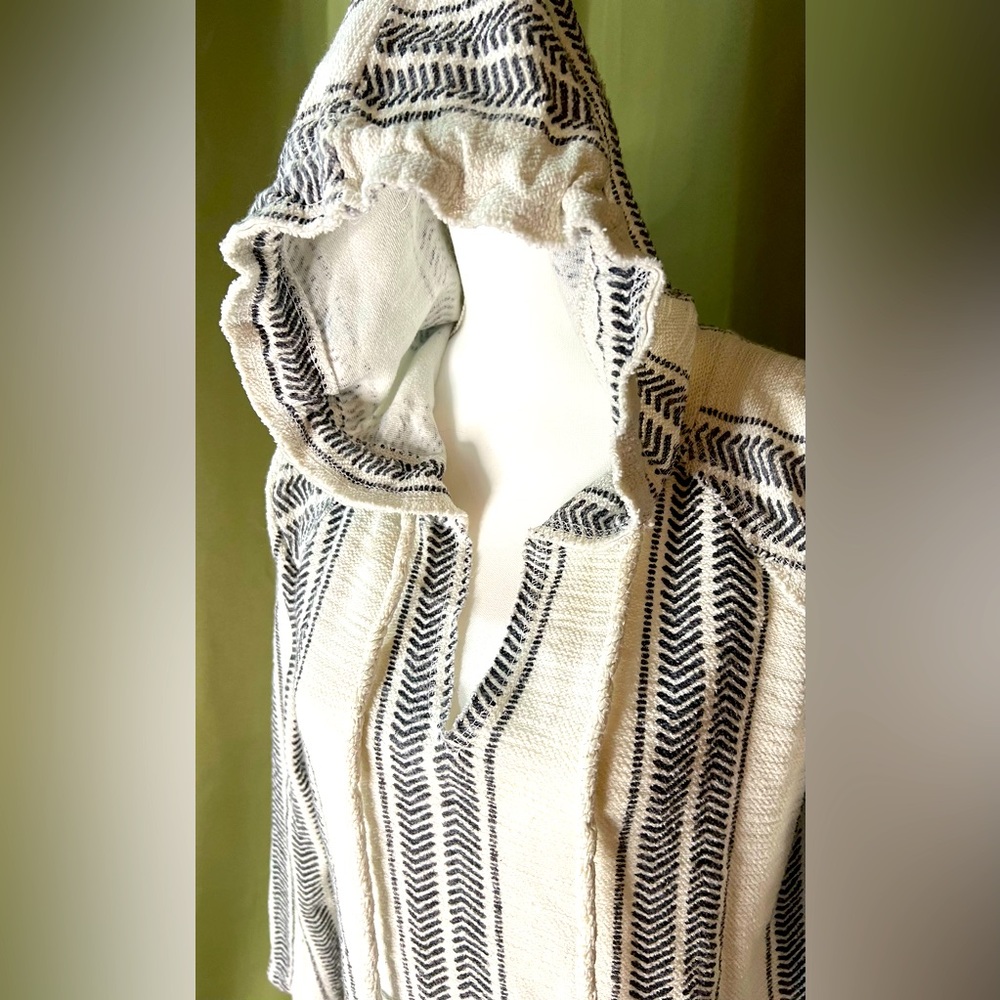 Blue stripe printed texture ombré Baja hoodie by ocean drive.